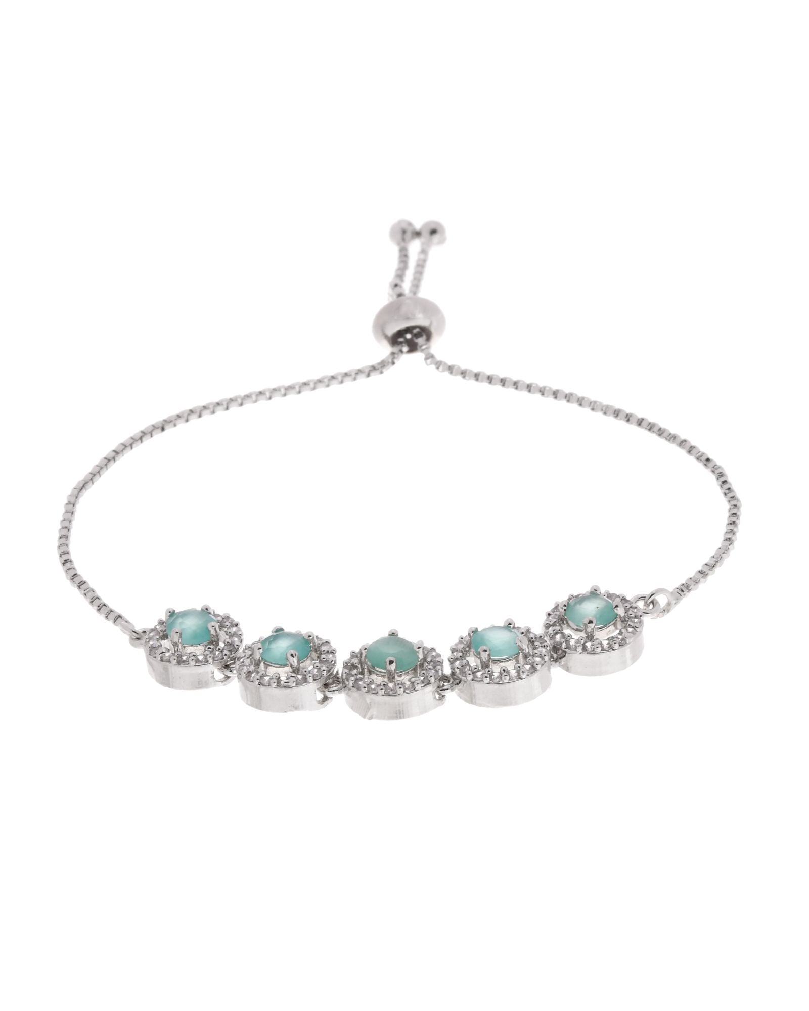 Jewels Nest Green Halo Crystal Adjustable Bracelet For Women - Distacart