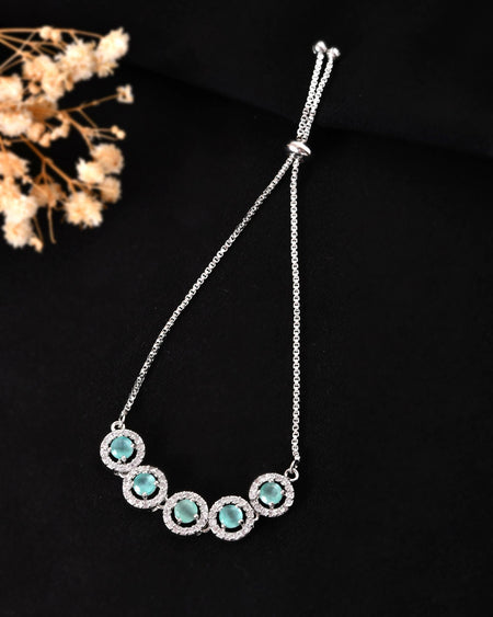 Jewels Nest Green Halo Crystal Adjustable Bracelet For Women
