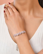 Jewels Nest Silver Plated Pink Stone Adjustable Bracelet - Distacart