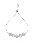 Jewels Nest Silver Plated Pink Stone Adjustable Bracelet - Distacart