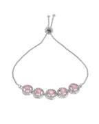 Jewels Nest Silver Plated Pink Stone Adjustable Bracelet - Distacart