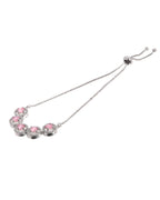 Jewels Nest Silver Plated Pink Stone Adjustable Bracelet - Distacart