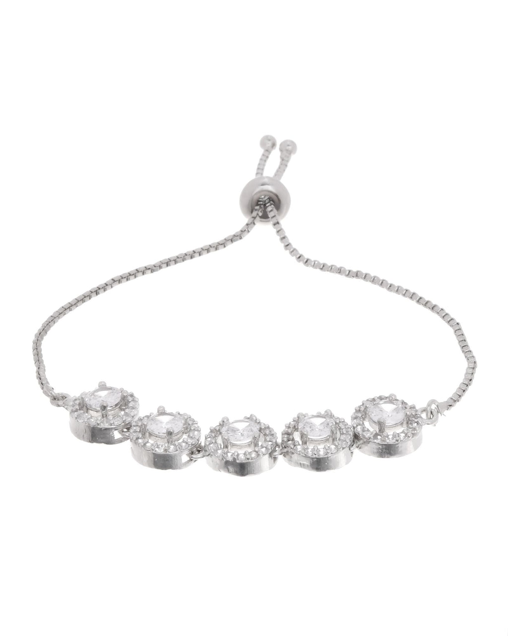 Jewels Nest Silver Plated White Stone Circle Design Bracelet - Distacart
