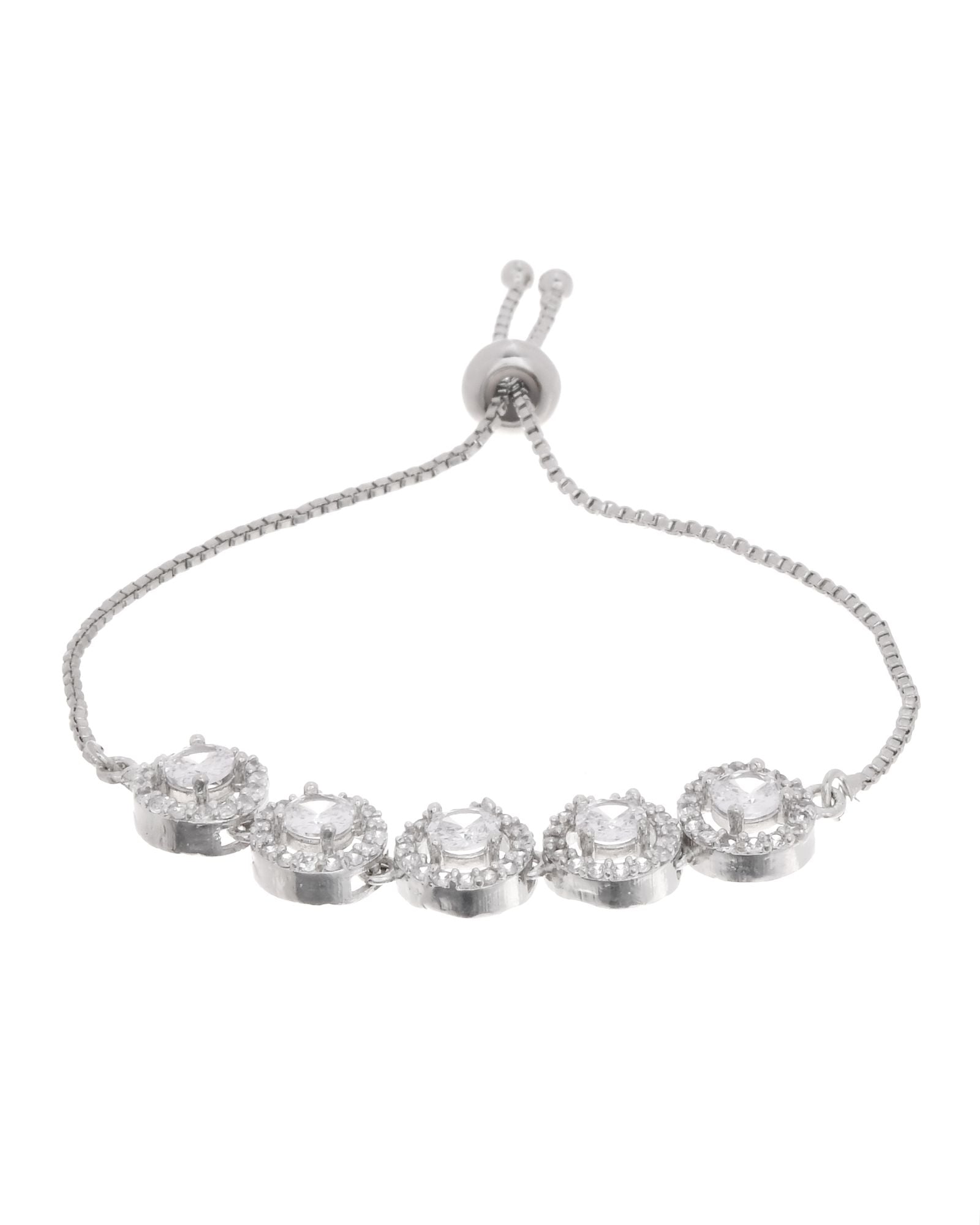 Jewels Nest Silver Plated White Stone Circle Design Bracelet - Distacart