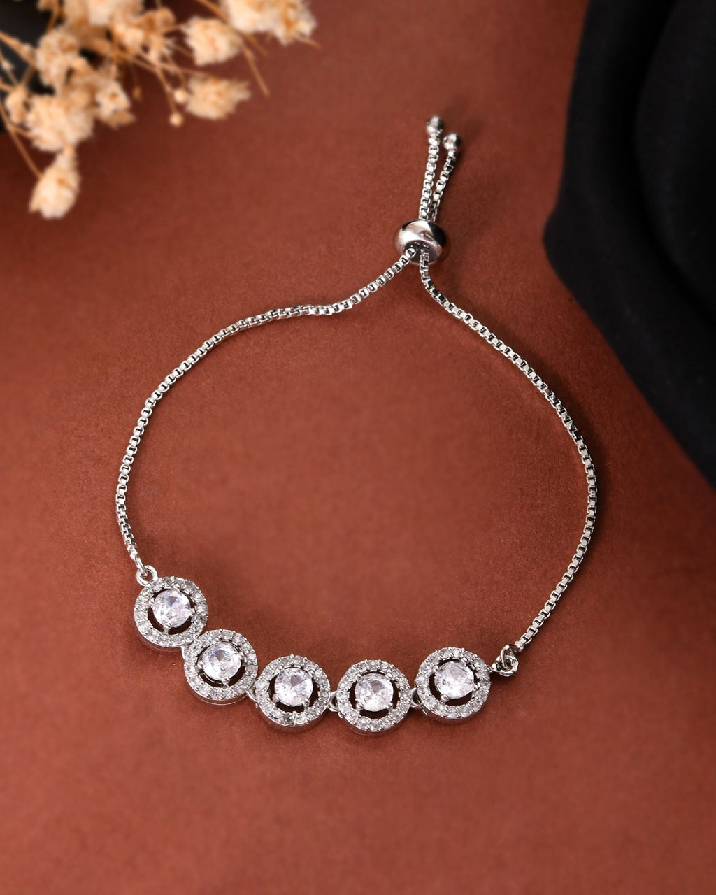 Jewels Nest Silver Plated White Stone Circle Design Bracelet - Distacart