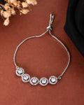 Jewels Nest Silver Plated White Stone Circle Design Bracelet - Distacart