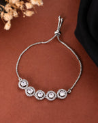Jewels Nest Silver Plated White Stone Circle Design Bracelet - Distacart