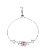 Jewels Nest Silver Plated Emerald Purple Stone Floral Bracelet - Distacart