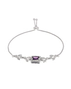 Jewels Nest Silver Plated Emerald Purple Stone Floral Bracelet - Distacart