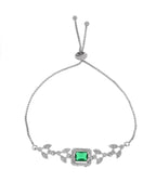 Jewels Nest Silver Plated Green Stone Adjustable Statement Bracelet - Distacart