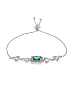 Jewels Nest Silver Plated Green Stone Adjustable Statement Bracelet - Distacart