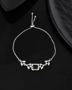 Jewels Nest Silver Plated Green Stone Adjustable Statement Bracelet - Distacart