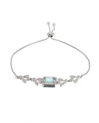 Jewels Nest Silver Plated Green Stone Adjustable Bracelet With Leaf Cz Design - Distacart