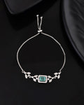 Jewels Nest Silver Plated Green Stone Adjustable Bracelet With Leaf Cz Design - Distacart