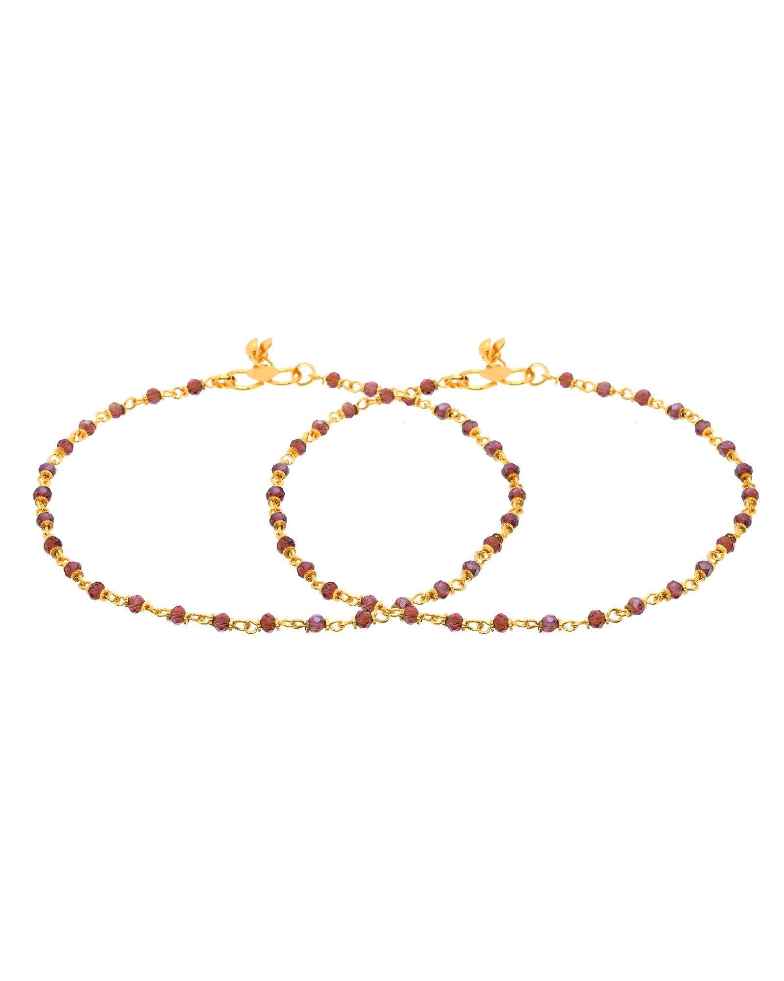 Jewels Nest Gold Tone Beaded Anklet For Women
