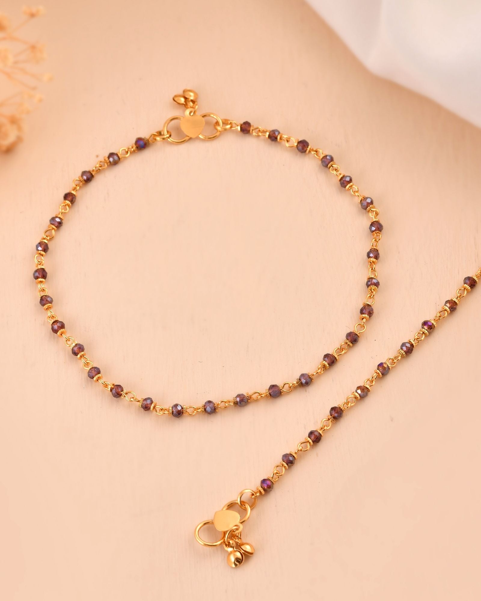 Jewels Nest Gold Tone Beaded Anklet For Women