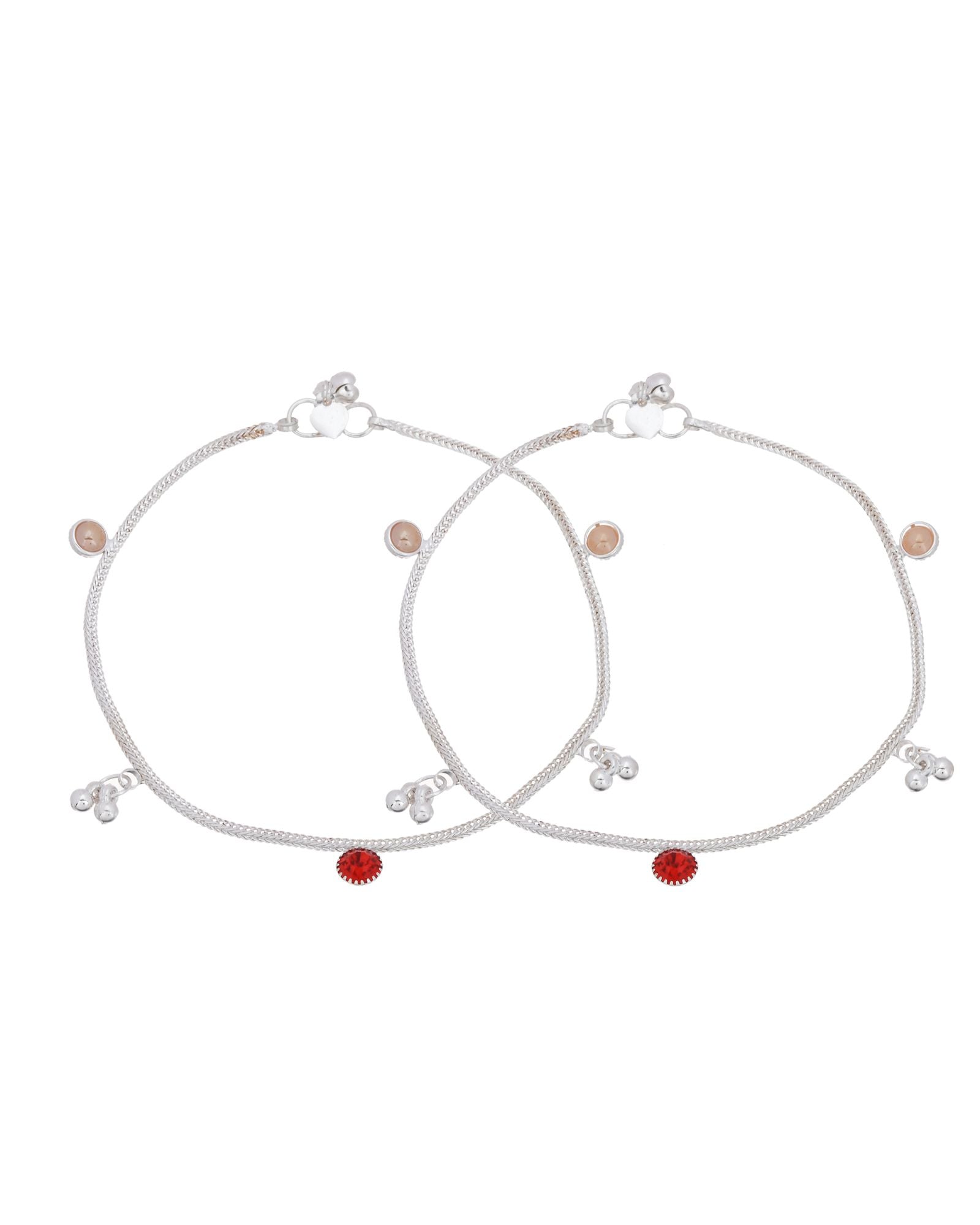 Jewels Nest Silver Charm Anklet For Women