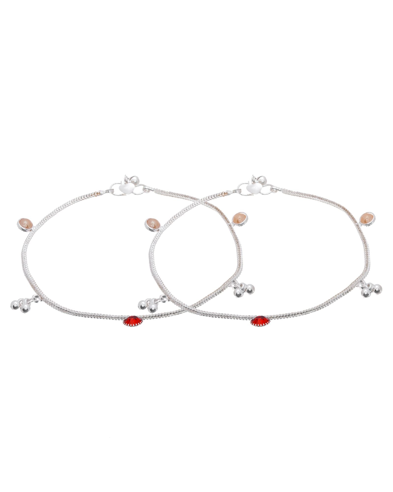 Jewels Nest Silver Charm Anklet For Women