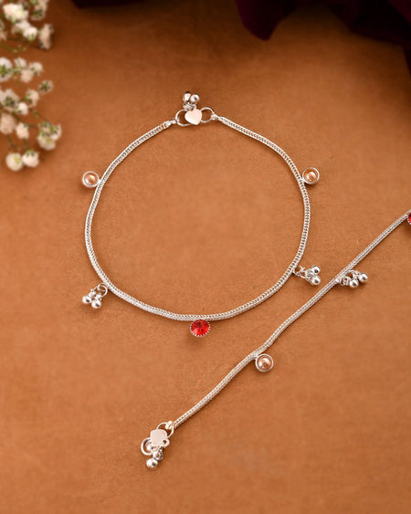 Jewels Nest Silver Charm Anklet For Women