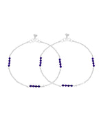 Jewels Nest Silver Plated Purple Beads Chain Anklet For Women