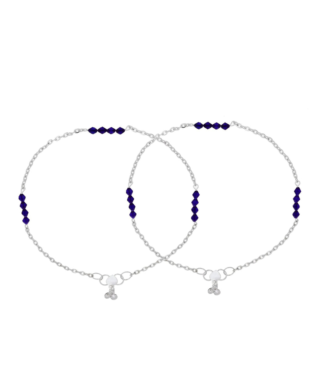 Jewels Nest Silver Plated Purple Beads Chain Anklet For Women
