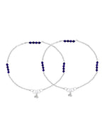 Jewels Nest Silver Plated Purple Beads Chain Anklet For Women
