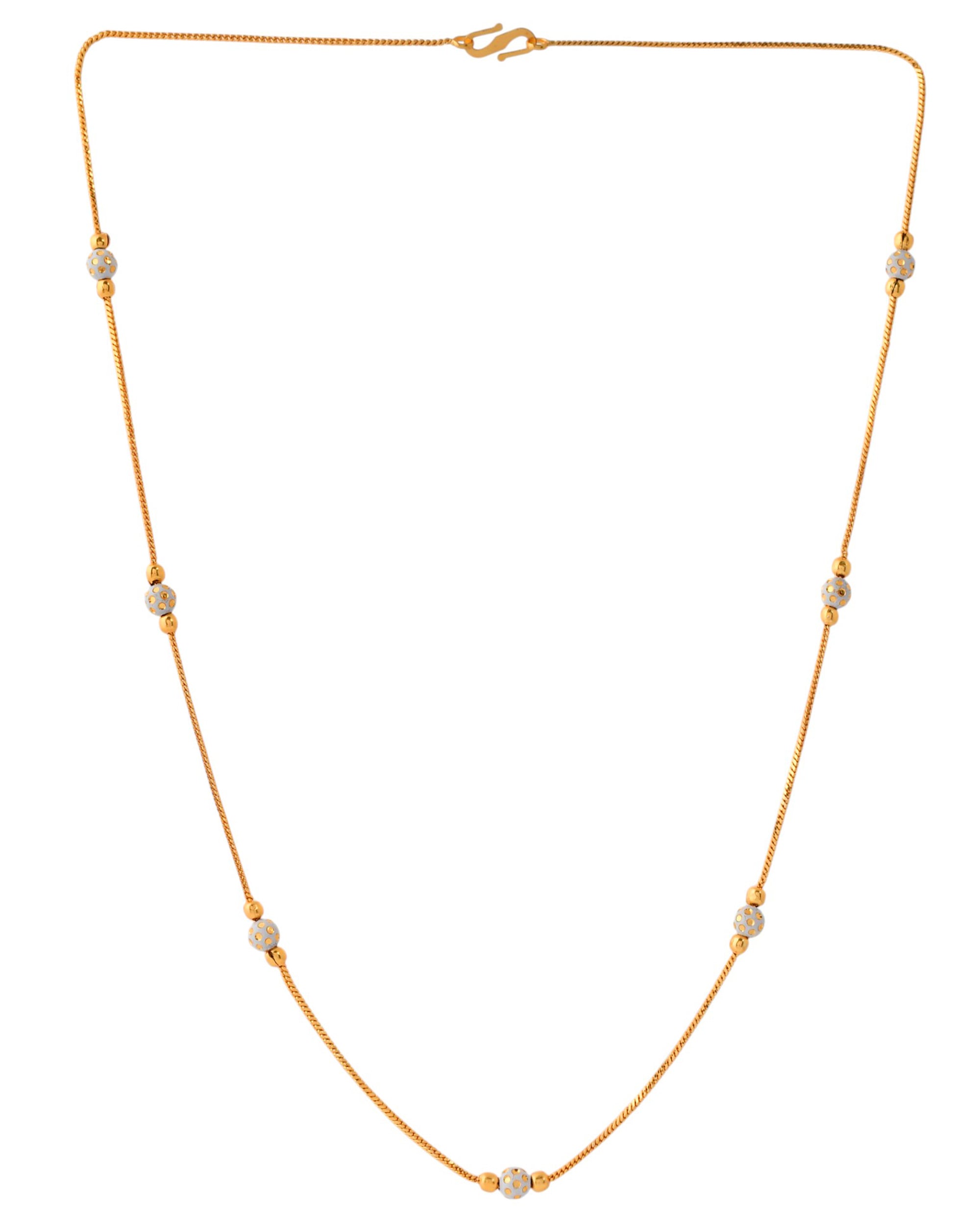 Jewels Nest Elegant Gold-Polished Beaded Chain – Premium Brass Designer Jewelry