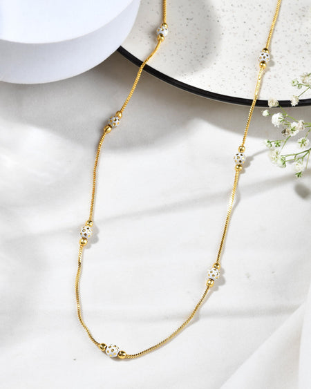 Jewels Nest Elegant Gold-Polished Beaded Chain – Premium Brass Designer Jewelry