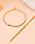 Jewels Nest Gold Plated Multicolor Stone Chain Anklet For Women