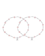 Jewels Nest Silver Plated Pink Crystal Beads Adjustable Anklet For Women