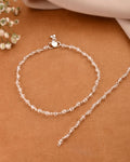 Jewels Nest Silver Plated Transparent Crystal Beads Adjustable Anklet For Women