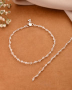Jewels Nest Silver Plated Transparent Crystal Beads Adjustable Anklet For Women