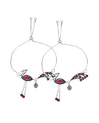 Jewels Nest Silver Plated Peacock Motif Adjustable Anklet For Women