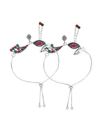 Jewels Nest Silver Plated Peacock Motif Adjustable Anklet For Women