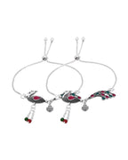 Jewels Nest Silver Plated Peacock Motif Adjustable Anklet For Women