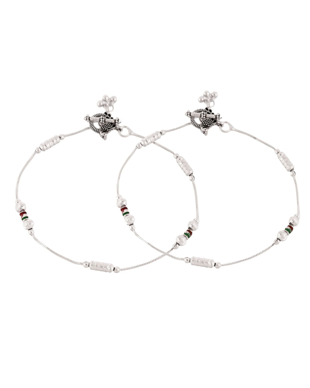 Jewels Nest Silver Plated Minimal Charm Adjustable Anklet For Women