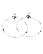 Jewels Nest Silver Plated Minimal Charm Adjustable Anklet For Women