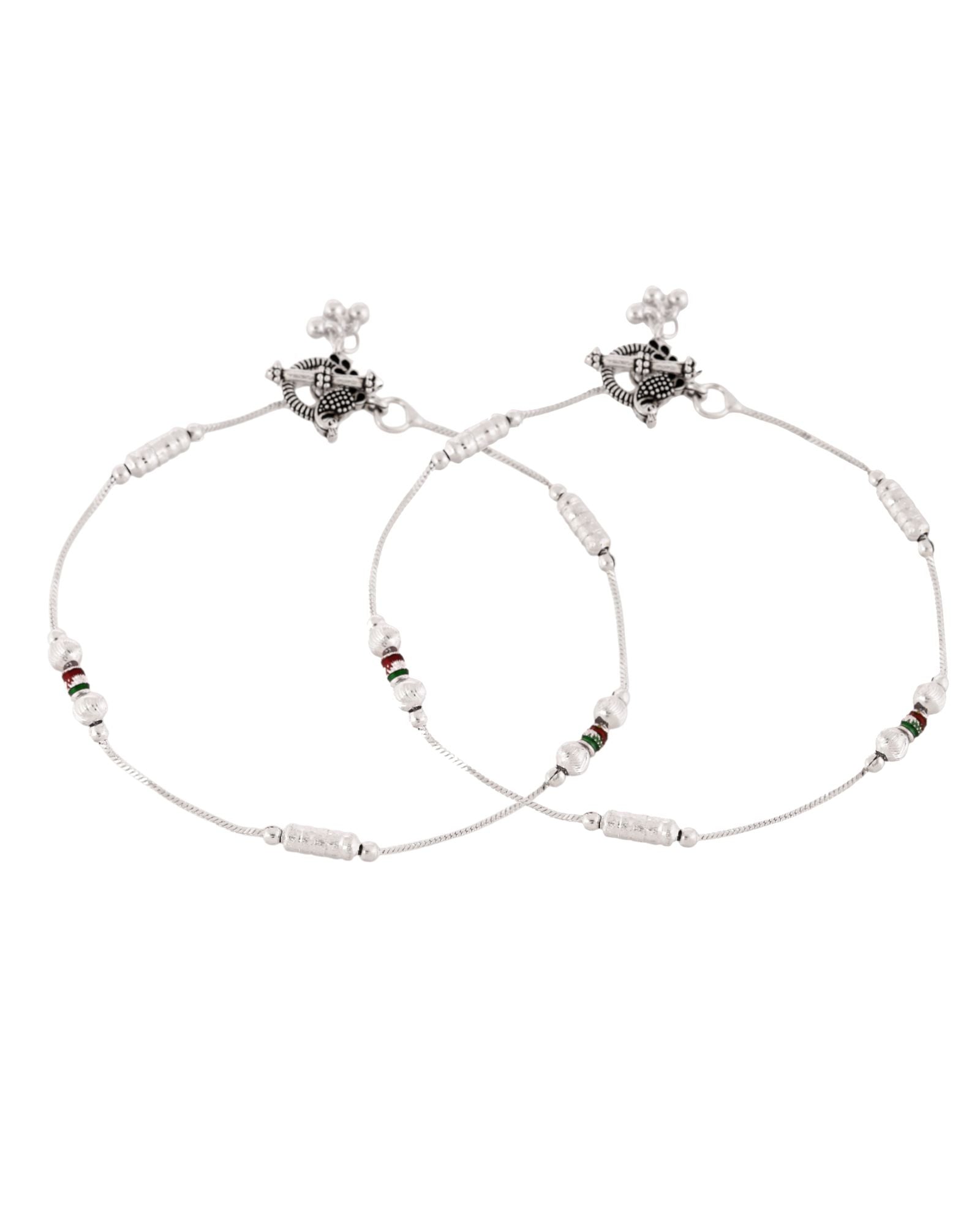 Jewels Nest Silver Plated Minimal Charm Adjustable Anklet For Women
