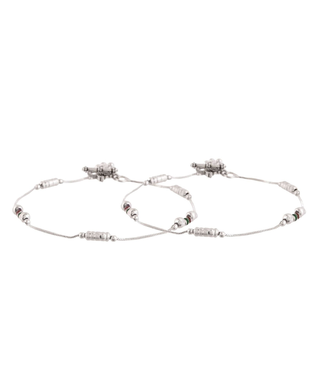 Jewels Nest Silver Plated Minimal Charm Adjustable Anklet For Women