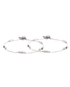 Jewels Nest Silver Plated Minimal Charm Adjustable Anklet For Women