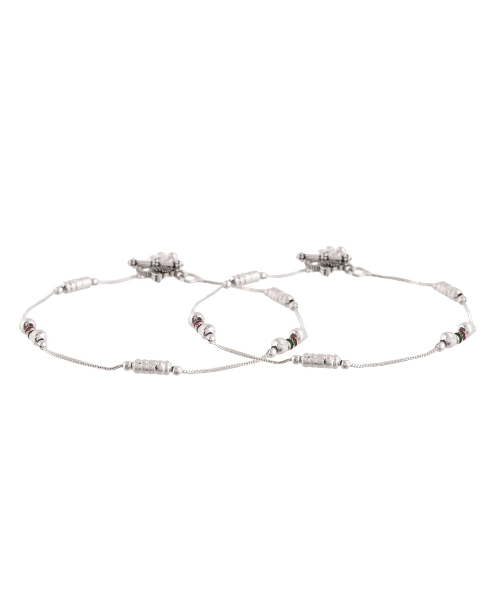 Jewels Nest Silver Plated Minimal Charm Adjustable Anklet For Women