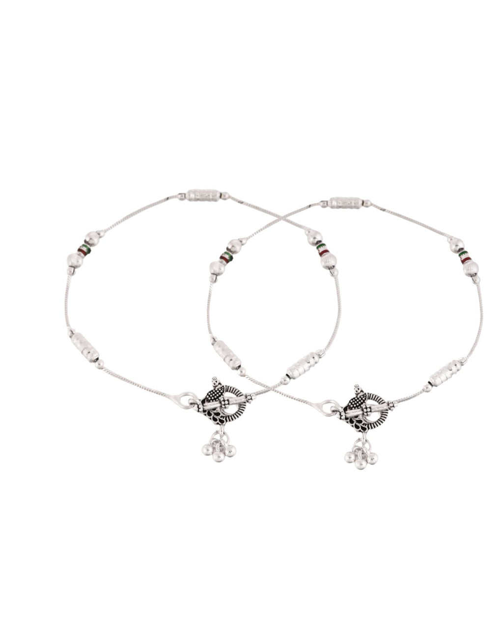 Jewels Nest Silver Plated Minimal Charm Adjustable Anklet For Women