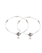 Jewels Nest Silver Plated Minimal Charm Adjustable Anklet For Women