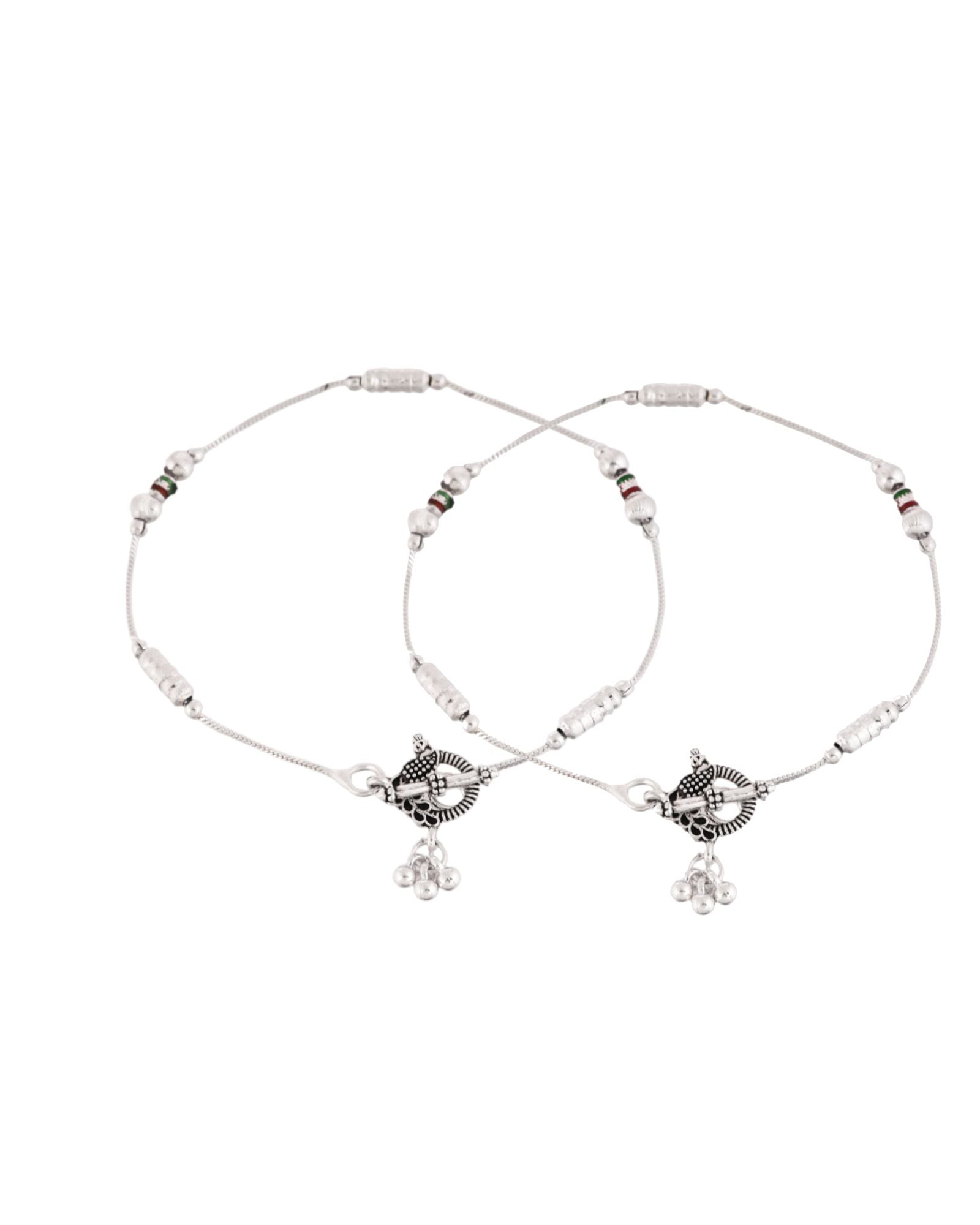 Jewels Nest Silver Plated Minimal Charm Adjustable Anklet For Women