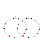 Jewels Nest Bold Tricolor Beaded Silver Anklet With Adjustable Chain Closure