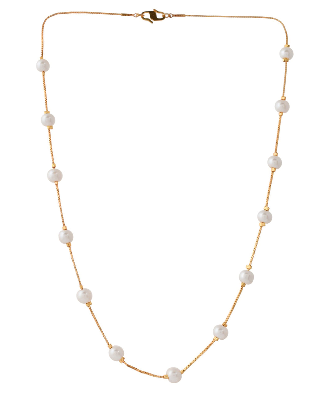 Jewels Nest Elegant Gold-Polished Pearl Chain Necklace – Timeless & Classic