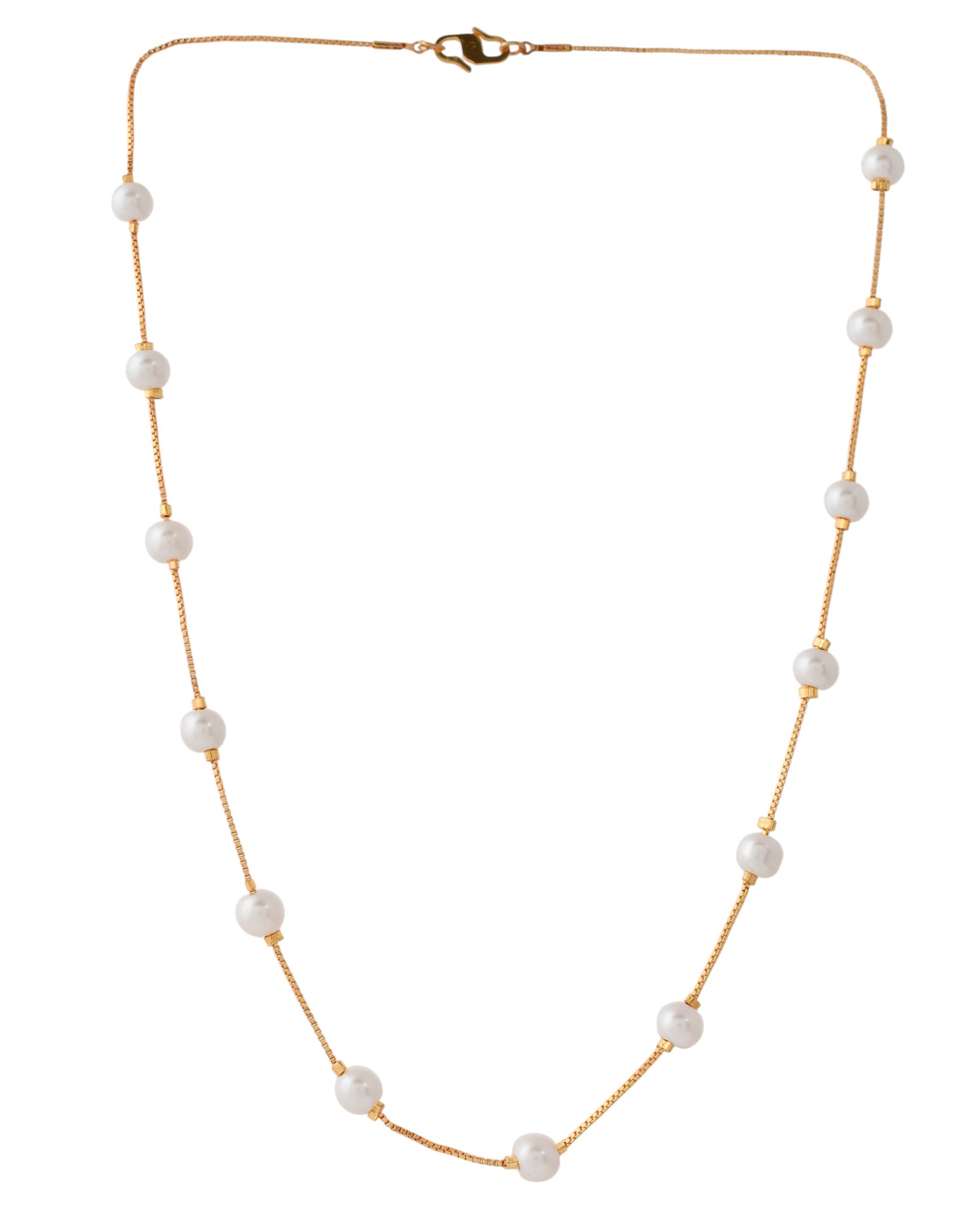 Jewels Nest Elegant Gold-Polished Pearl Chain Necklace – Timeless & Classic
