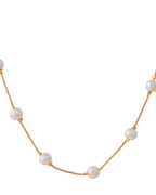 Jewels Nest Elegant Gold-Polished Pearl Chain Necklace – Timeless & Classic