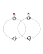 Jewels Nest Grace Charm Silver Anklet With Red Crystal Drop For Women