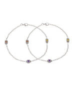 Jewels Nest Playful Alphabet Charm Silver Anklet With Pastel Letter Beads